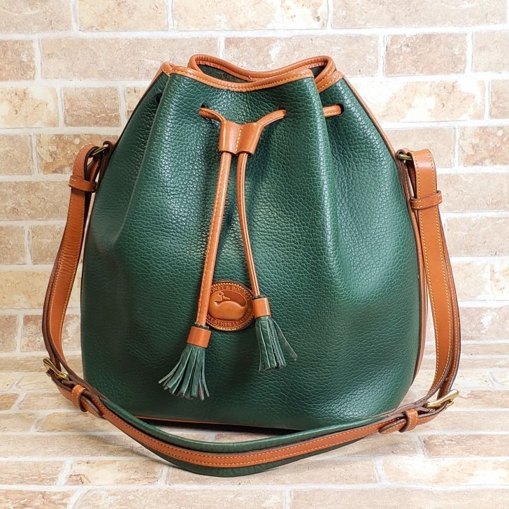 ドゥーニー＆バーク ☆USA製 レザー 巾着 セミショルダーバッグ グリーン バイカラー DOONEY&BOURKE 15,246円