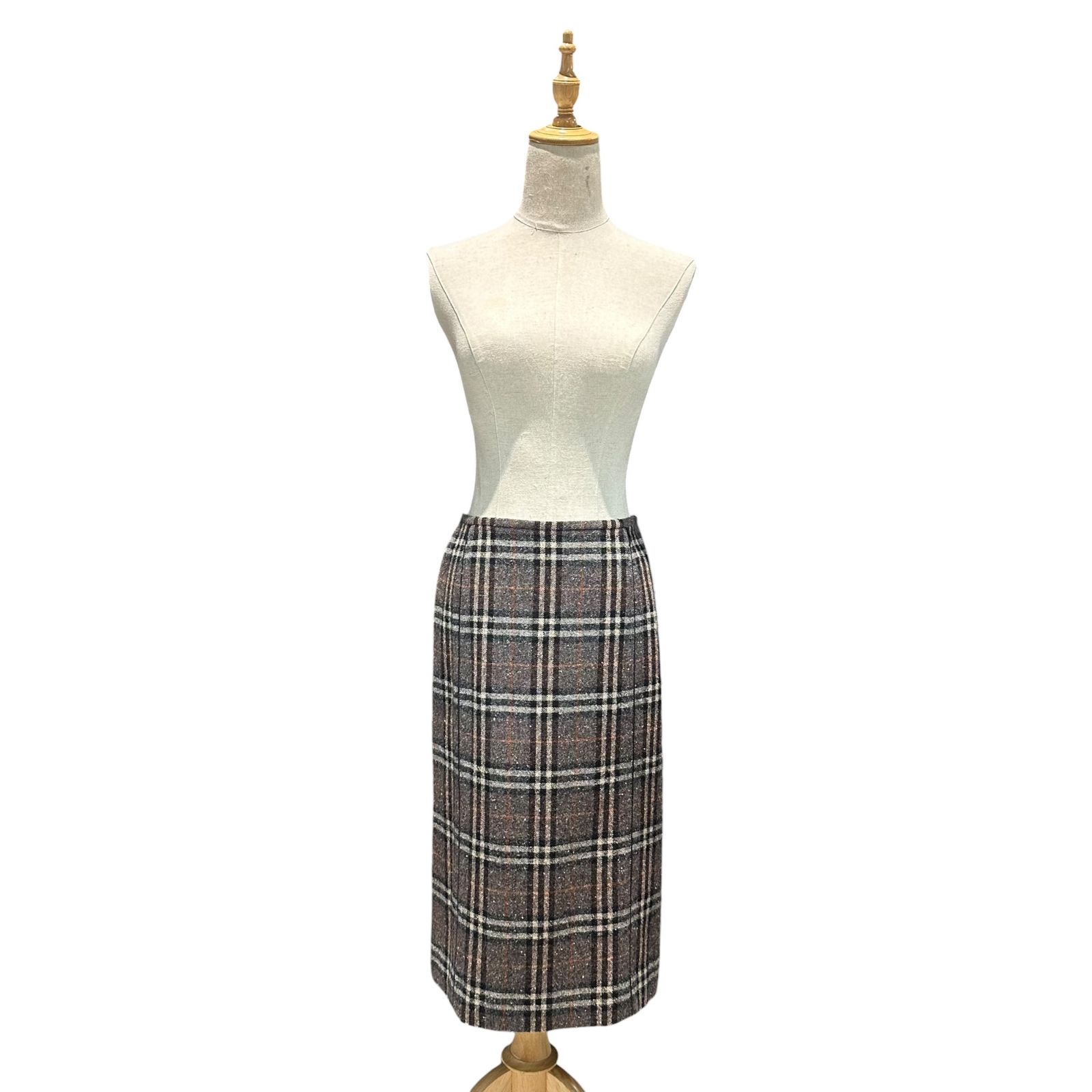 BURBERRY LONDON(バーバリーロンドン) Old Check Wool Nép Skirt オールド チェック ウール ネップ スカート FXA18-095 38(M程度) グレー×ブラック×レッド