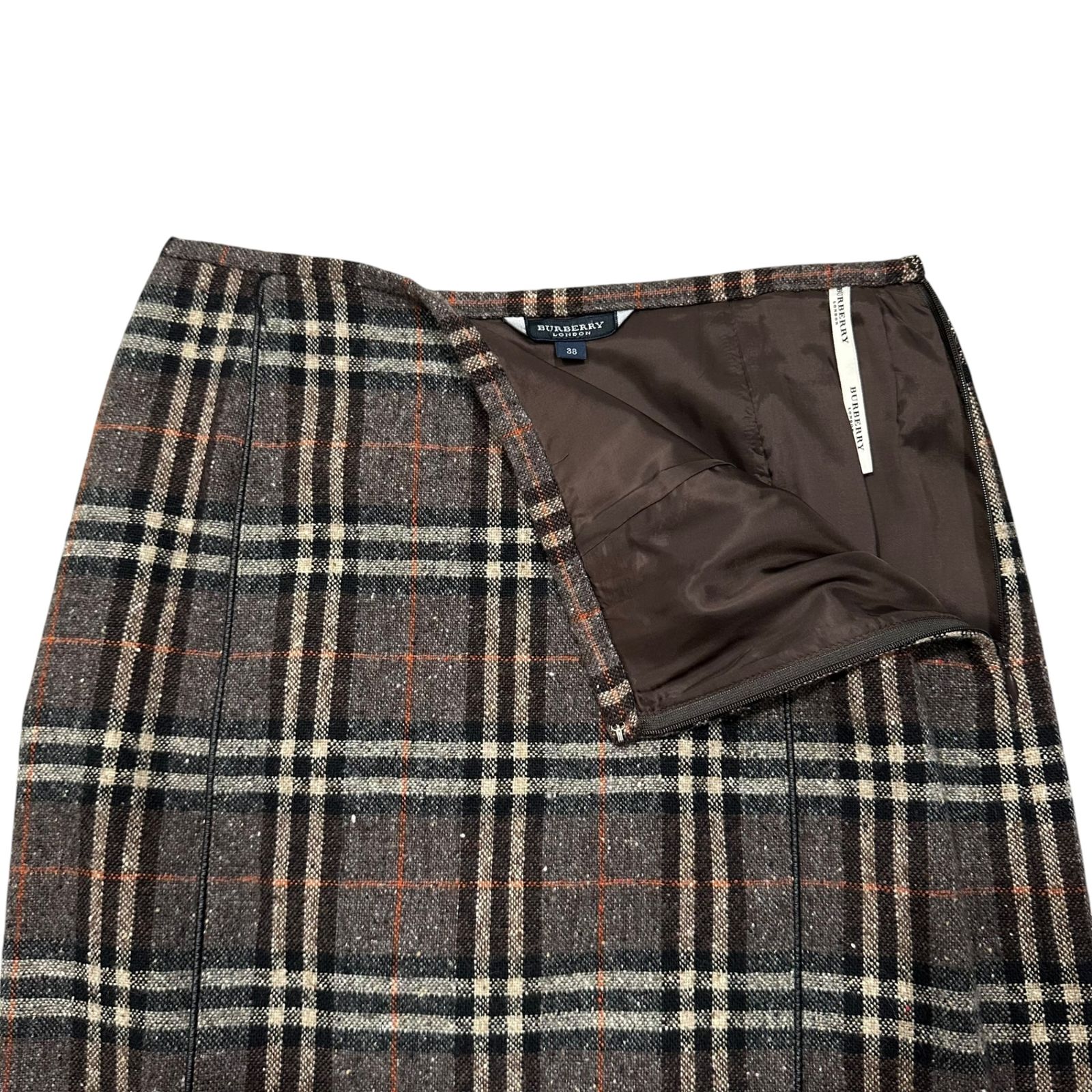 BURBERRY LONDON(バーバリーロンドン) Old Check Wool Nép Skirt オールド チェック ウール ネップ スカート FXA18-095 38(M程度) グレー×ブラック×レッド