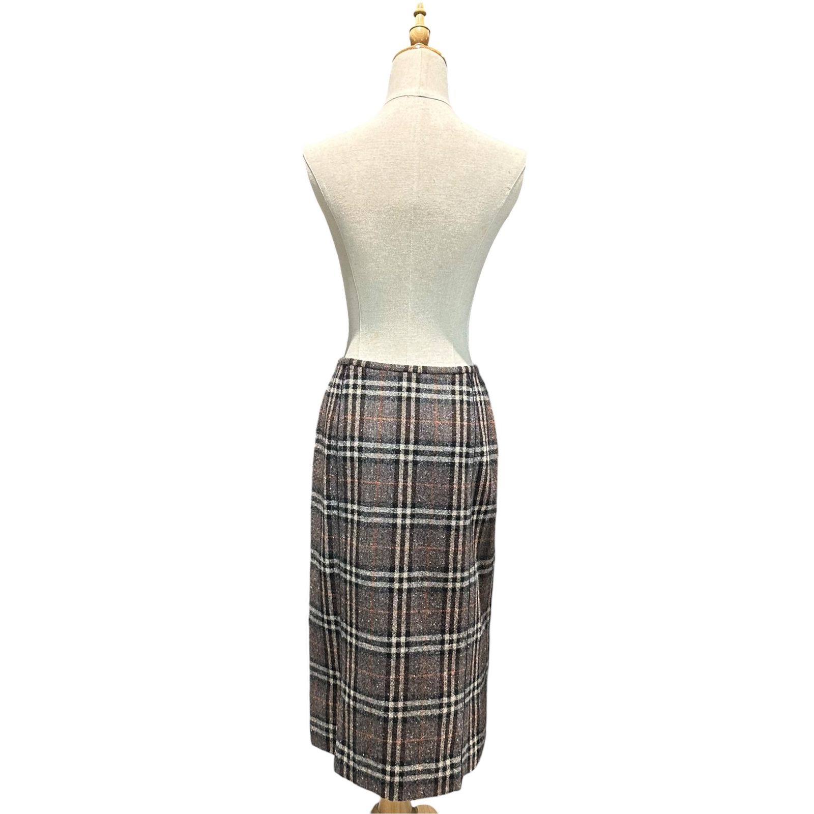 BURBERRY LONDON(バーバリーロンドン) Old Check Wool Nép Skirt オールド チェック ウール ネップ スカート FXA18-095 38(M程度) グレー×ブラック×レッド