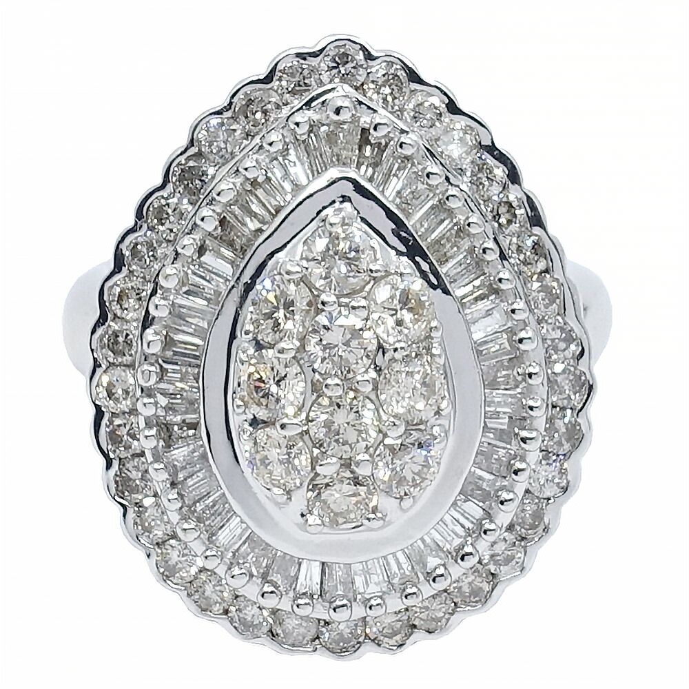 【名東】ジュエリー リング 指輪 ダイヤモンド2.00ct 約16号 K18WG ホワイトゴールド 約8.3g 女性 アクセサリー 超音波洗浄済 本体のみ