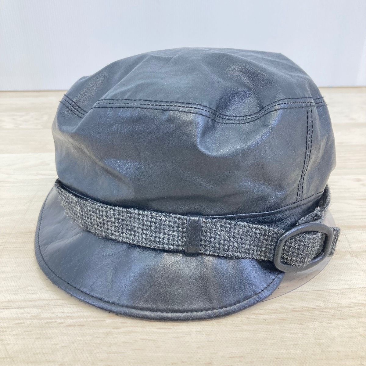 美品 MILLINER 牛革 レザー ハット ブラック/黒 日本製 ウール