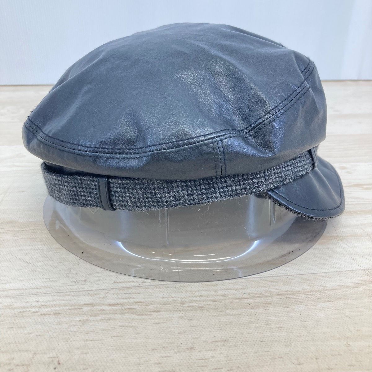美品 MILLINER 牛革 レザー ハット ブラック/黒 日本製 ウール