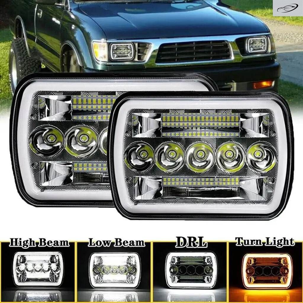 7X6'' 5X7インチ LED ヘッドライト スクエア ハイロービーム ハロー ジープ チェロキー XJ ラングラー YJ オートバイ 車 オフロード トラッ