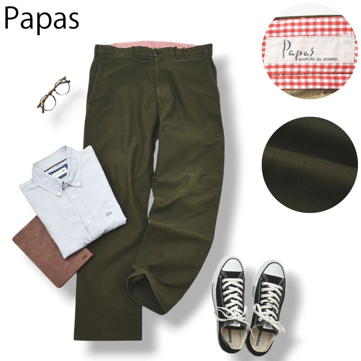 ストレッチ】90sヴィンテージ 日本製 パパス Papas ノータック 裾上げ