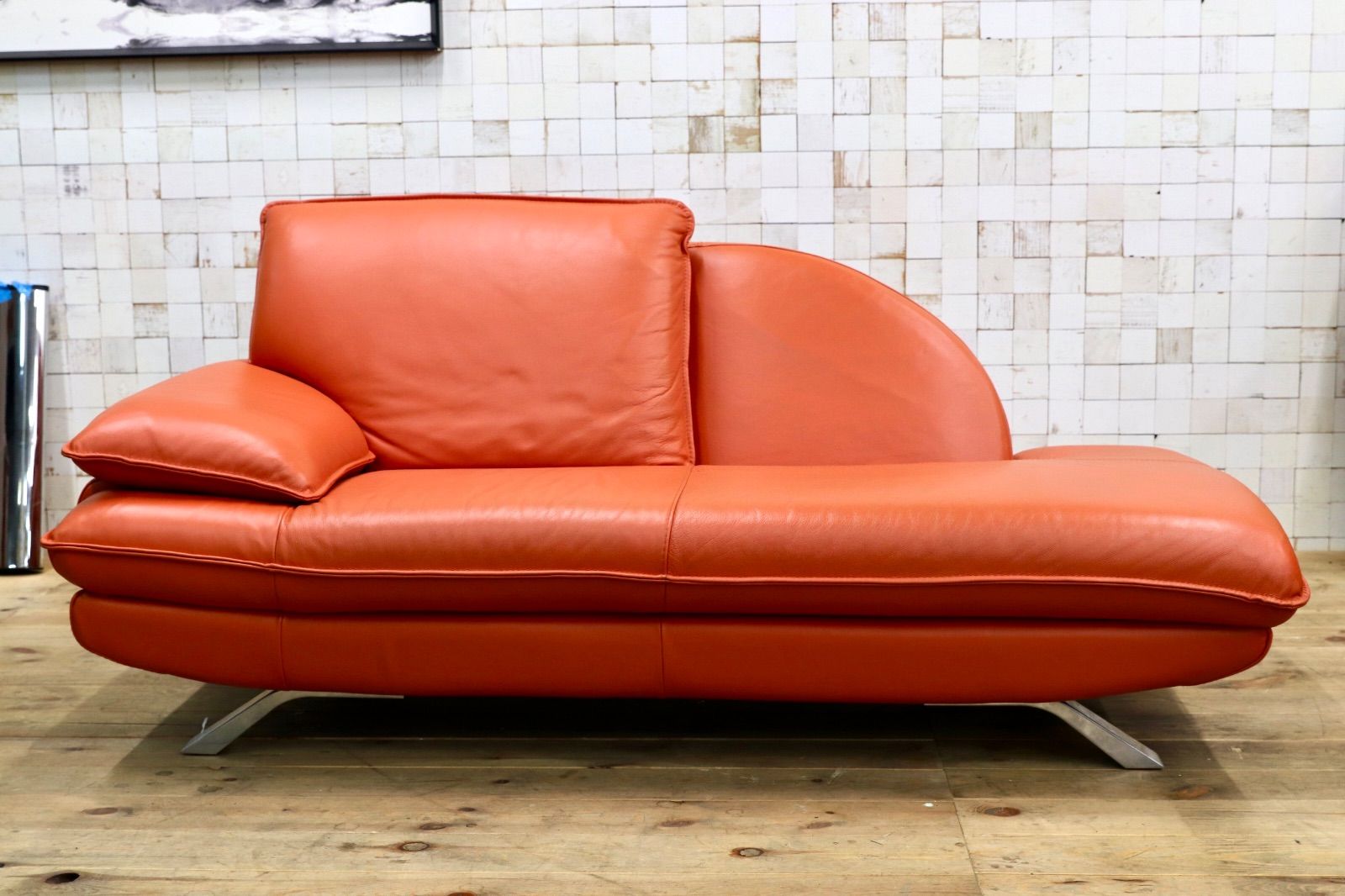 GMJK224○NICOLETTI HOME / ニコレッティホーム SUCCESS サクセス 総本革 カウチソファ オレンジ イタリア製 輸入家具 定価約53万 65,450円