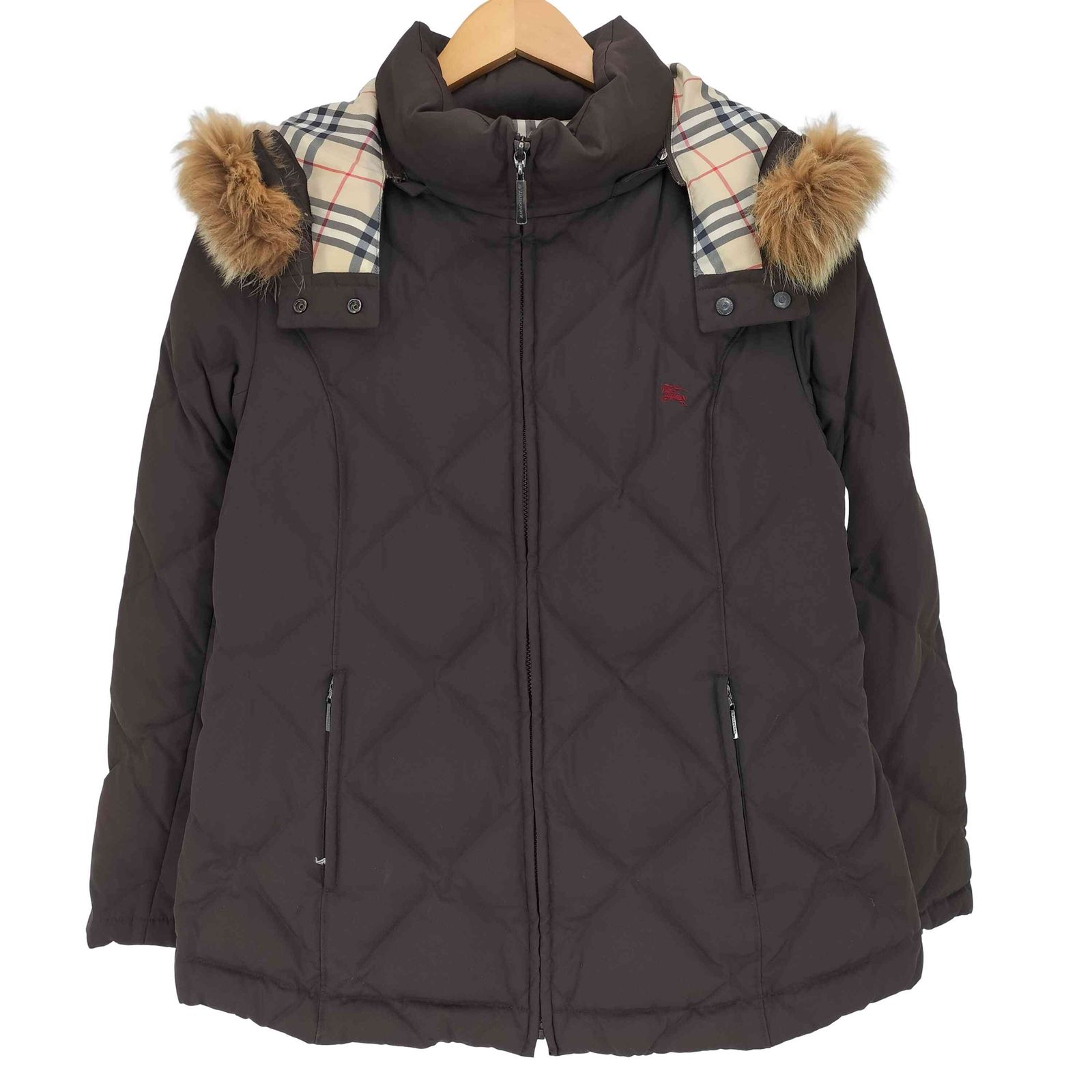 美品　Burberry London フォモクスファーダウン　レディース38 M バーバリーロンドン BURBERRY LONDON ホース刺繍 裏地ノバチェック