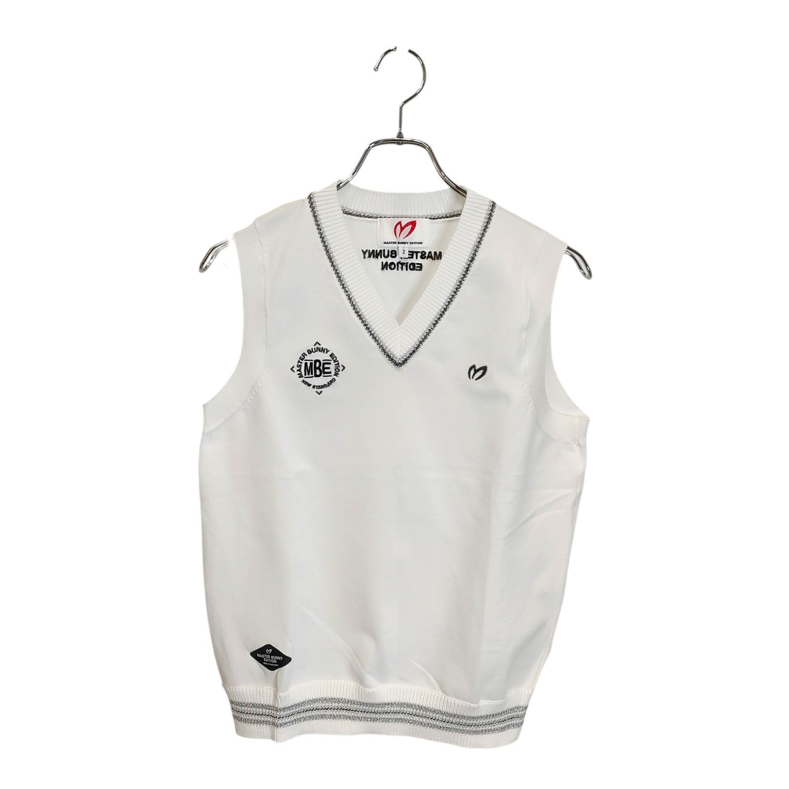 MASTER BUNNY EDITION ベスト ホワイト　シルバー　サイズ4 MASTER BUNNY EDITION マスターバニーエディション ゴルフ 24AW ニット