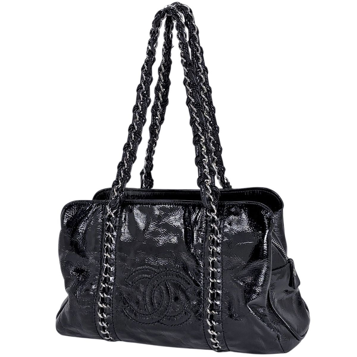 シャネル CHANEL ココマーク チェーン ショルダーバッグ エナメル