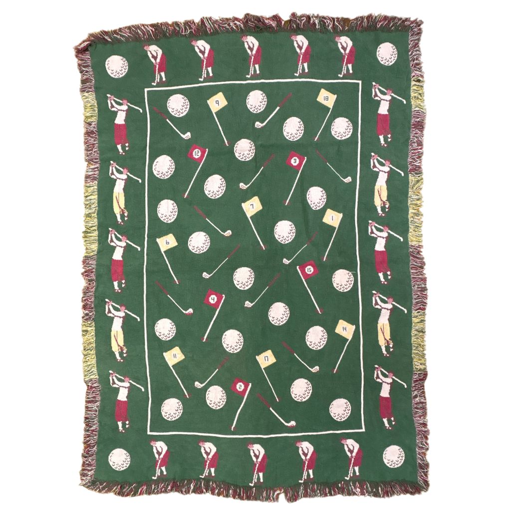 vintageラグ ブランケット マルチカバー タペストリー ゴルフ スポーツ ボール クラブ Rug Blanket Golf 3400