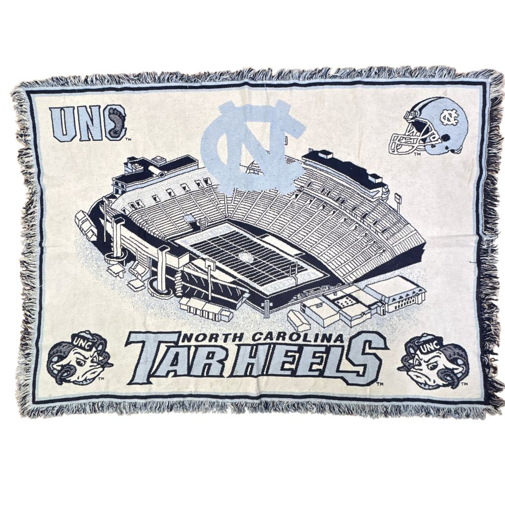 vintageラグ ブランケット マルチカバー タペストリー ノースカロライナ大学 ターヒールズ カレッジ Rug Blanket UNC 3404