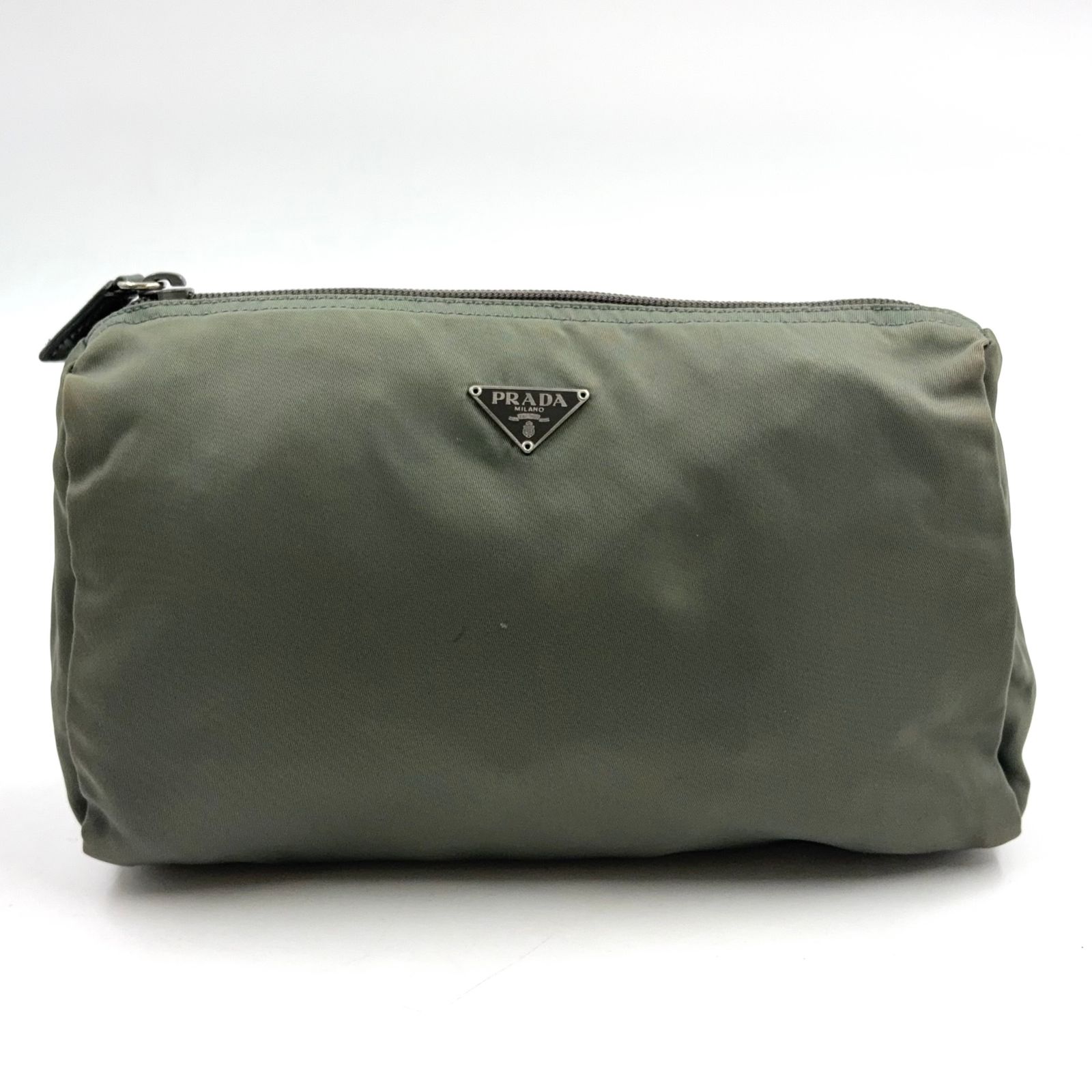 新着】PRADA 三角ロゴプレート ナイロン ナイロン カーキグリーン