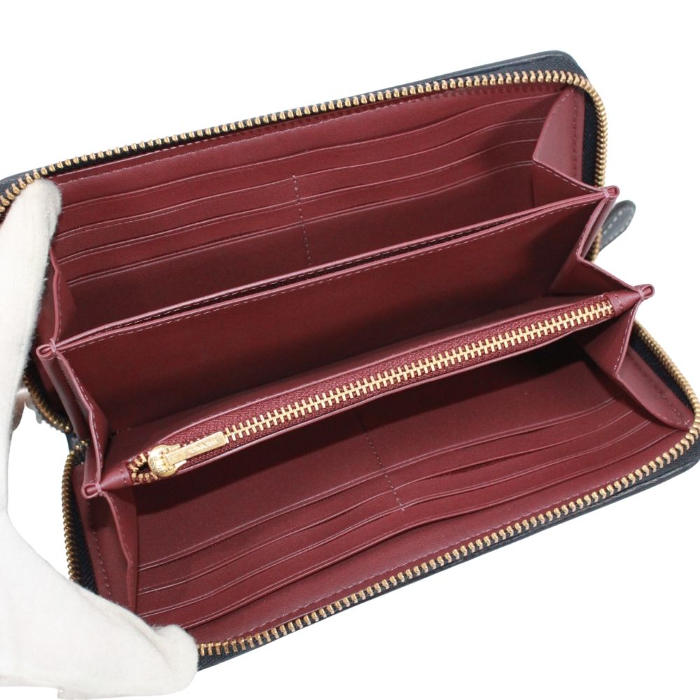 新着】COACH アコーディオン ジップウォレット レザー、キャンバス