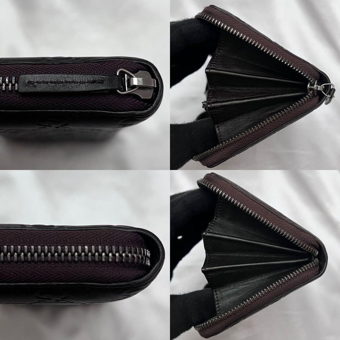 ◇美品◇グッチ シマレザー ラウンドジップ長財布　ダークブラウン　244994 ◇美品◇グッチ シマレザー ラウンドジップ長財布 ダークブラウン