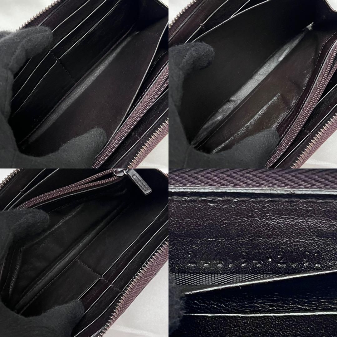 ◇美品◇グッチ シマレザー ラウンドジップ長財布 ダークブラウン