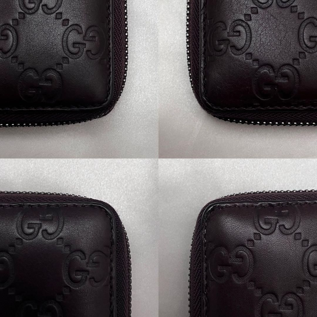 GUCCI グッチ シマ ラウンドファスナー 長財布 ダークブラウン ◇美品◇グッチ シマレザー ラウンドジップ長財布 ダークブラウン