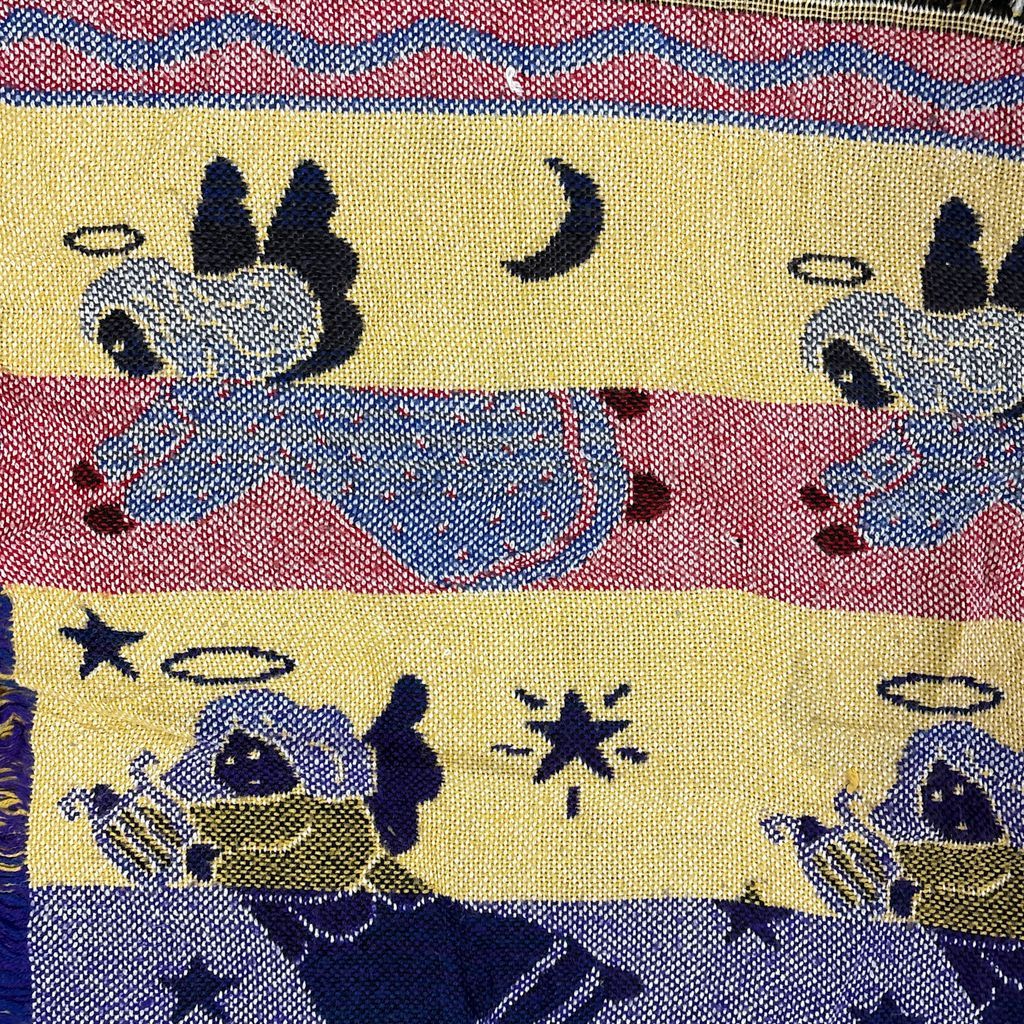 vintageラグ ブランケット マルチカバー タペストリー 天使 エンジェル
