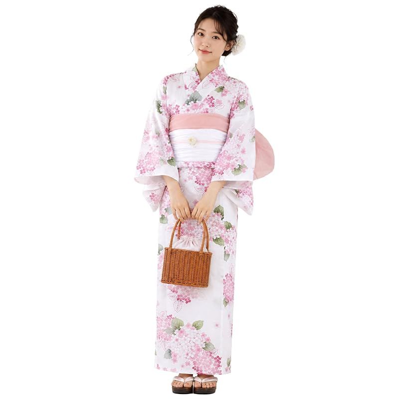 浴衣 セット レディース 二部式 選べる浴衣 しわ兵児帯 2点セット 大人かわいい 上品 花柄 夏祭り 花火大会 (19, 二部式タイプ)