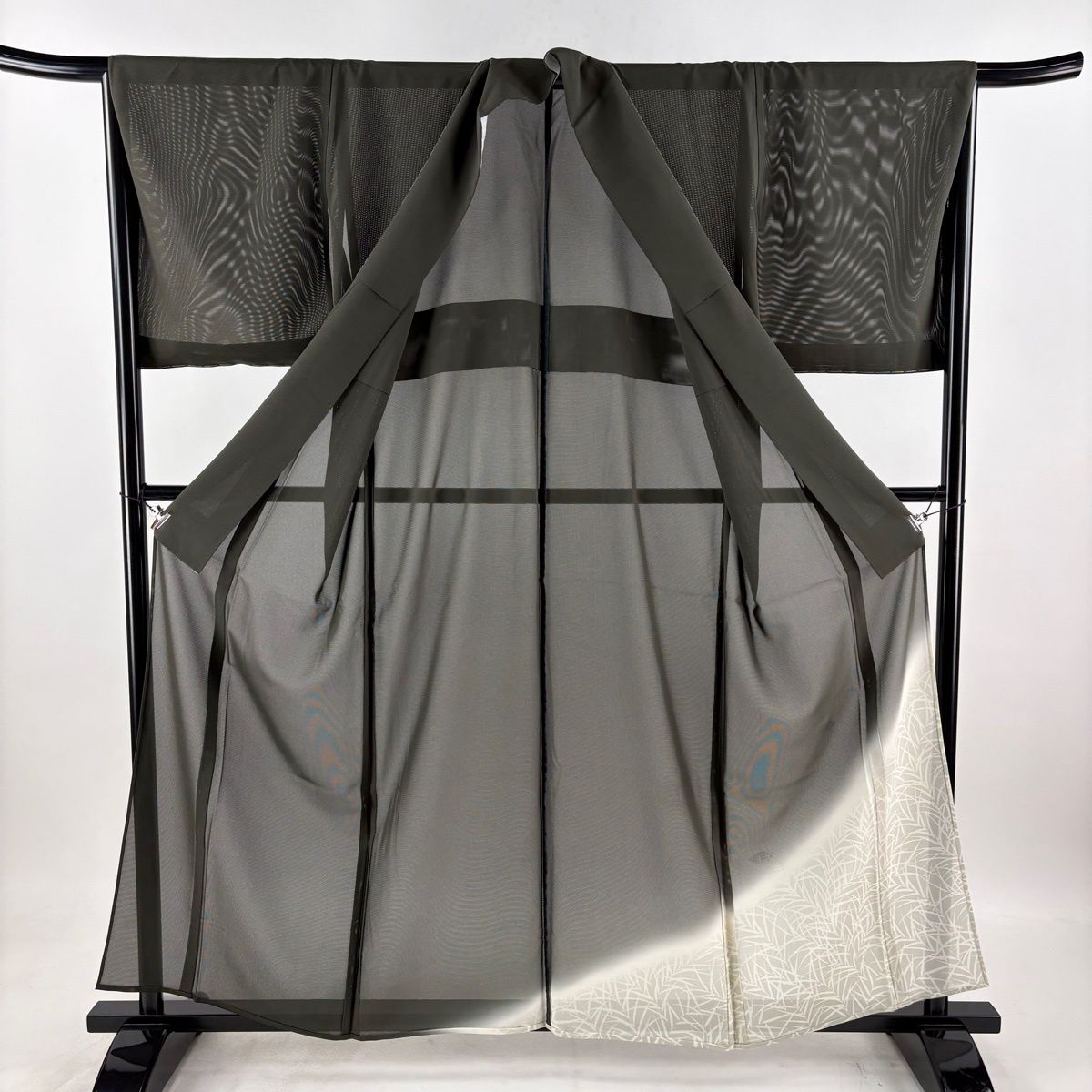 美品】 付下げ 身丈158.5cm 裄丈67cm M 薄物 絽 葉柄 扇面 金彩 ぼかし