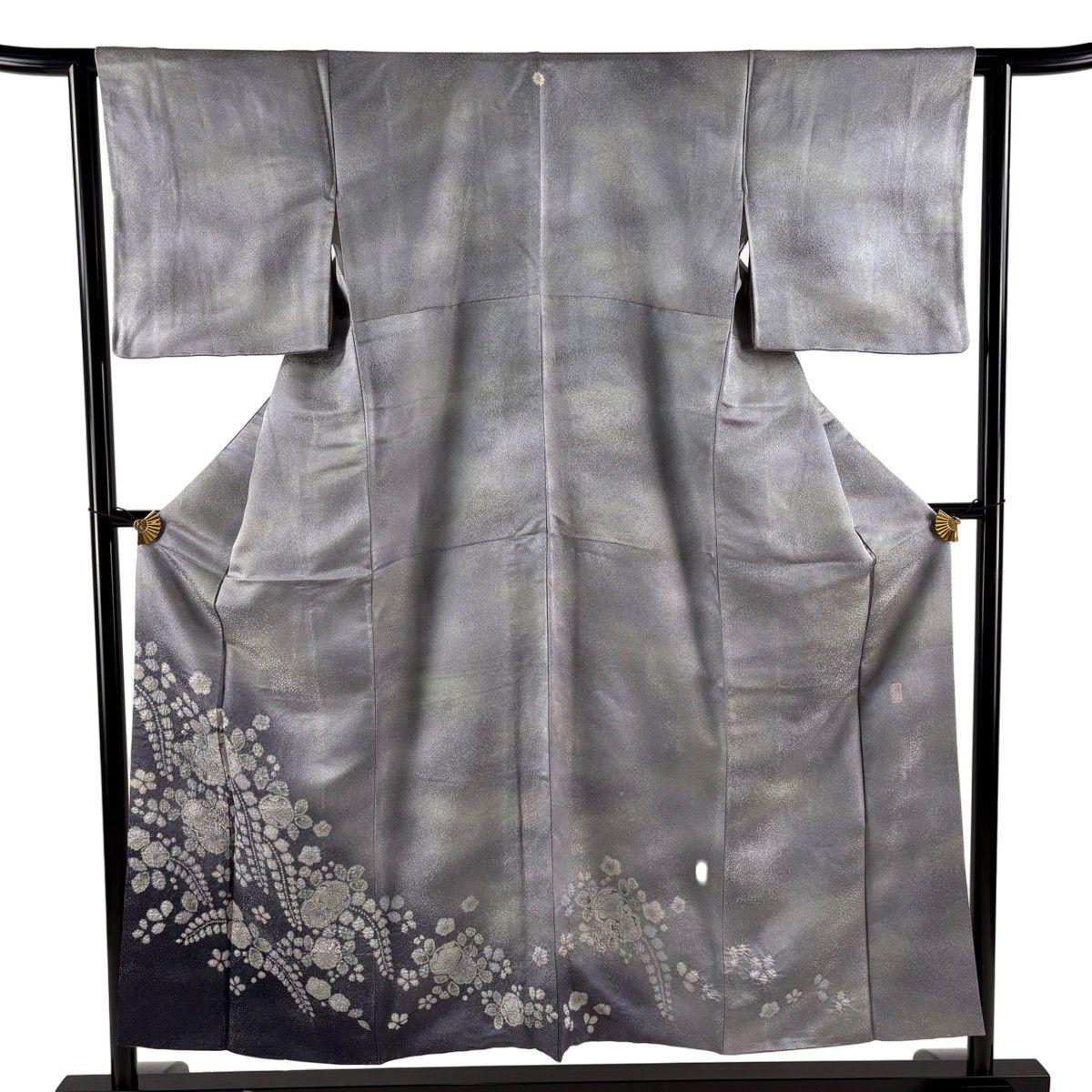 色留袖 身丈152cm 裄丈61.5cm S 袷 落款 辻が花柄 銀通し 絞り 灰紫 正絹 名品 一つ紋 【中古】