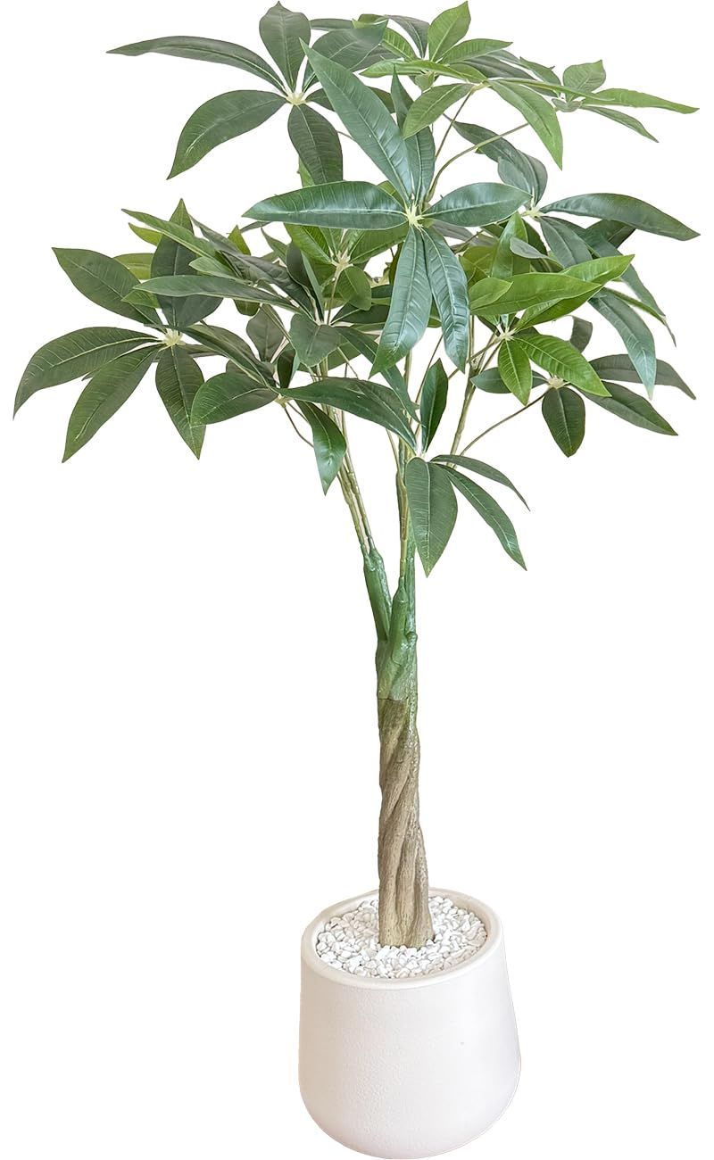 【生花店監修】 フェイクグリーン パキラ リアル 人工観葉植物 観葉植物 フェイク 大型 造花 100cm インテリア 室内 オフィス おしゃれ 装飾 幸運の木 （白鉢）ｍａ