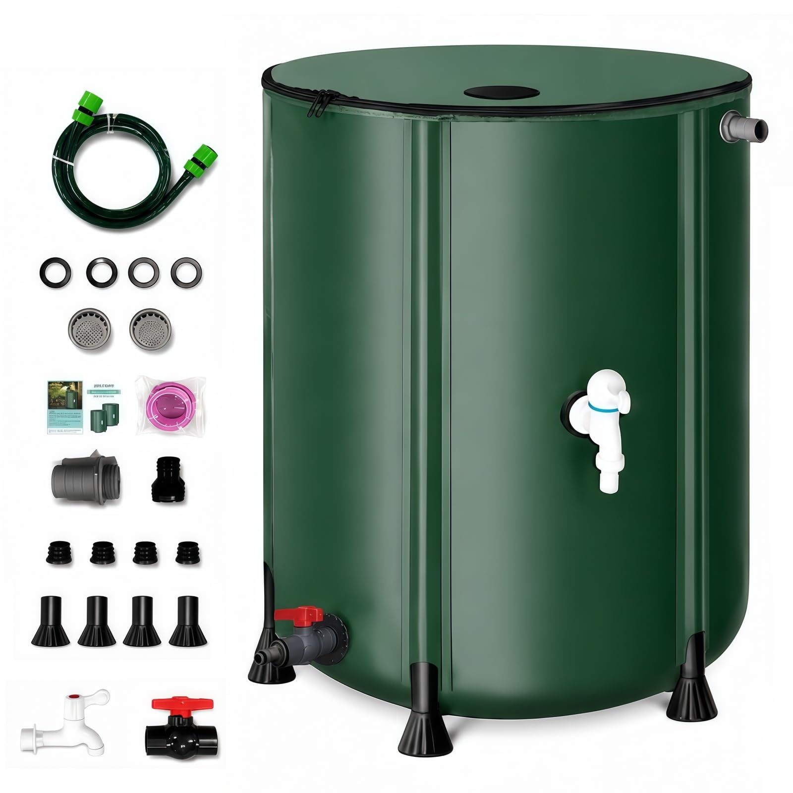 雨水タンク 集水器 家庭用 貯水タンク 50L～1500L 折りたたみ式ポータブル ウォーターバケツ 洗車 水やり 雨水収集バケツ 屋外用 園芸植物灌漑可能 雨を貯めて節水 貯留タンク 簡単設置 防災 農業 緊急給水 園芸 屋外用 日本語取扱説明書 (グリ…