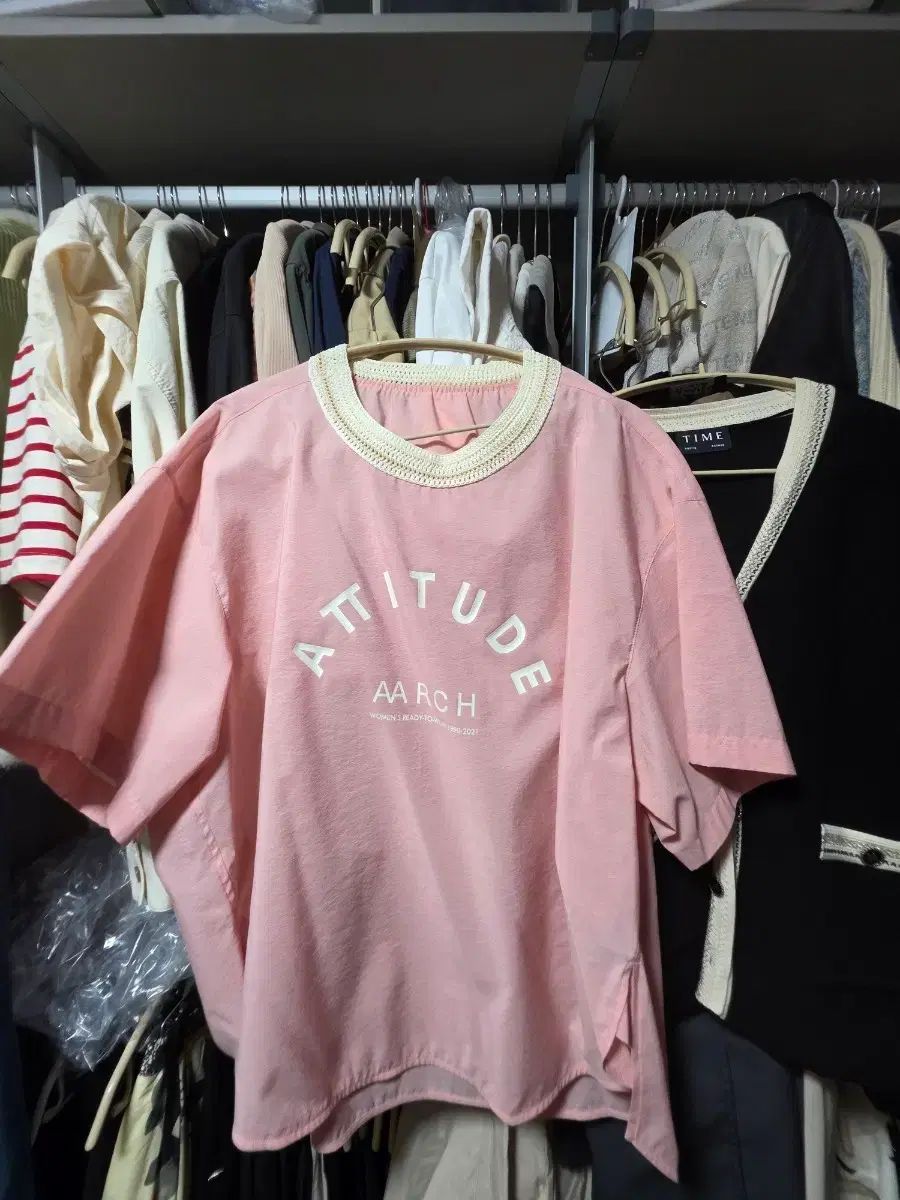 SYSTEM ピンク色 オーバサイズ 半袖 Tシャツ