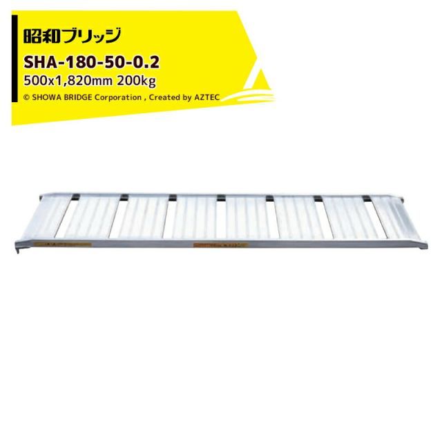 昭和ブリッジ アルミブリッジ SHA型 200kg/1本 有効幅500x全長1,820 管理機用 鉄ホイール・ゴムホイール用 SHA-180-50-0.2