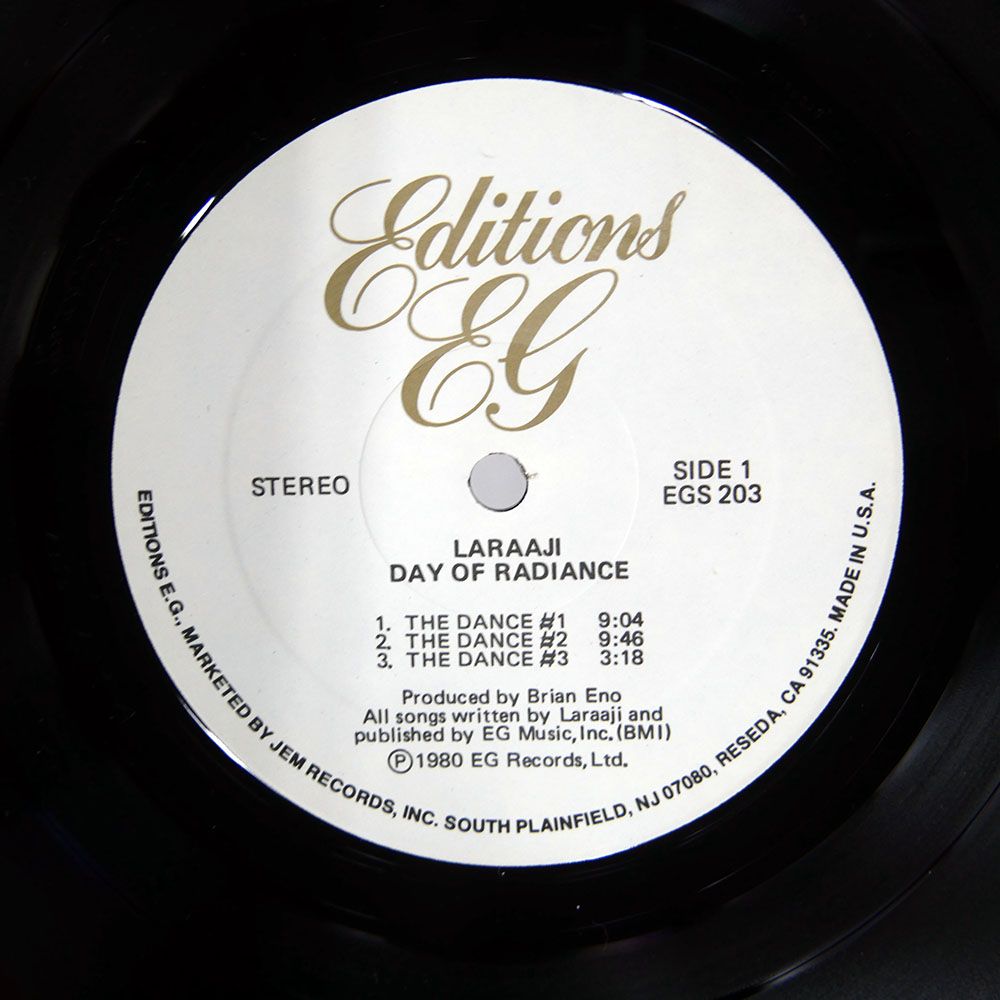 LARAAJI, BRIAN ENO AMBIENT 3 DAY OF RADIANCE EDITIONS EG EGS203 LP