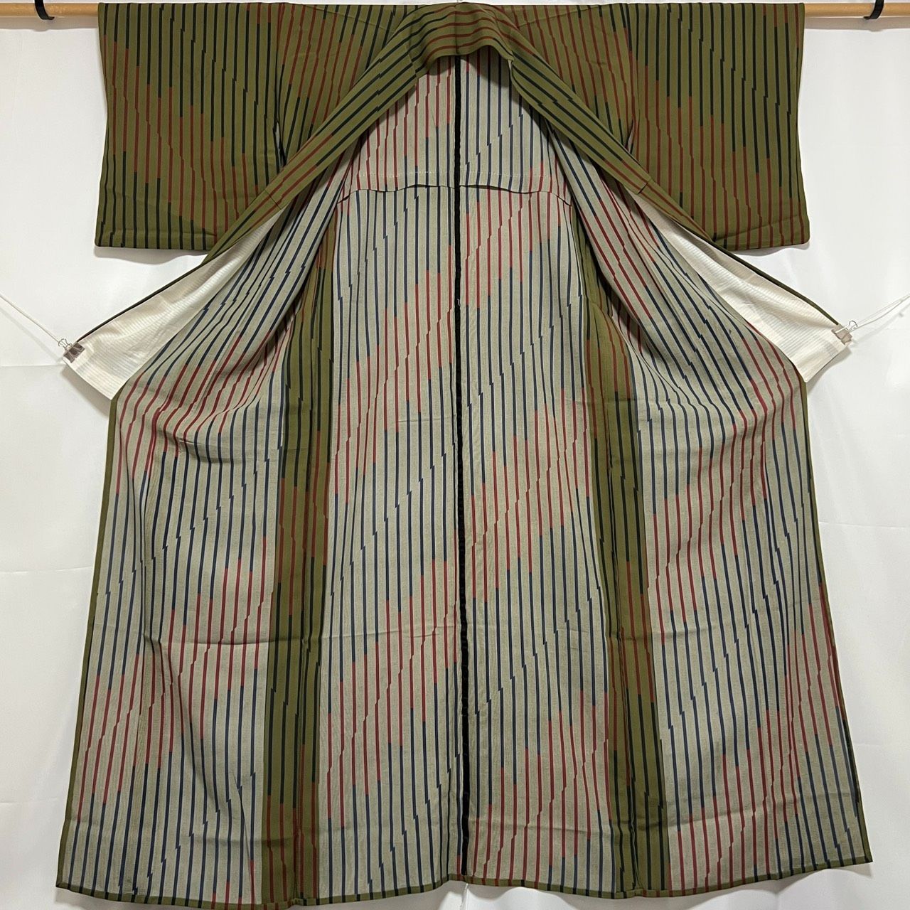 K323 単衣 絽 縦縞 ストライプ 正絹 和装 和服 着物 - メルカリ