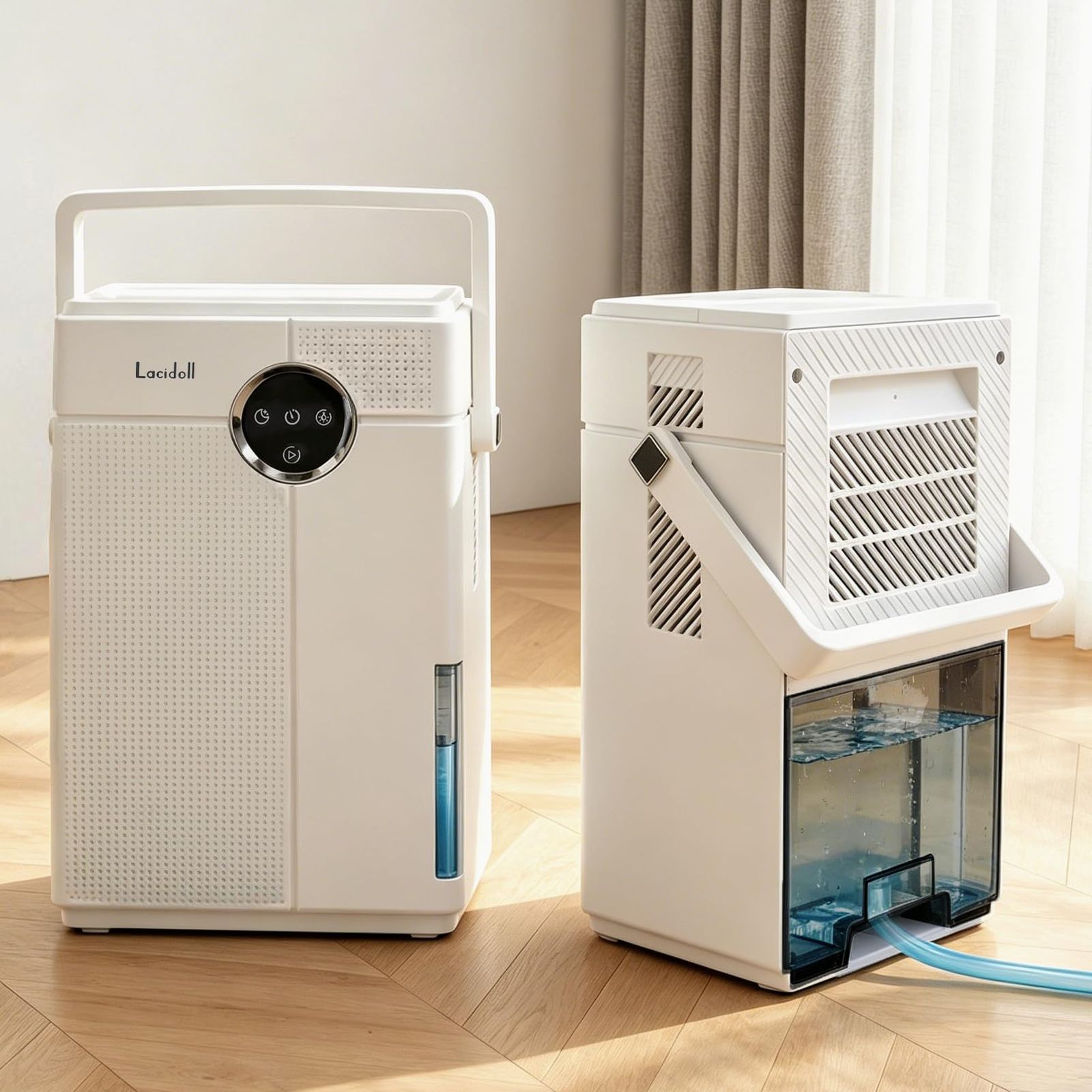 Lacidoll 除湿機 小型 除湿器 大容量3.5L 除湿乾燥機 【2026最新進化・連続排水可能】ダブルペルチェ式 じょしつき 部屋 dehumidifier 排水ホース付き コンパクト 取っ手付き 満水自動停止 除湿機 大容量 じょしつき 小型 タイ…