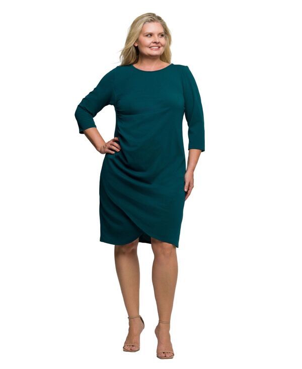24 セブンコンフォート レディース トップス ワンピース ミニワンピース プラスサイズ ギャザー ミニ 24seven Comfort Apparel Plus Size Three Quarter