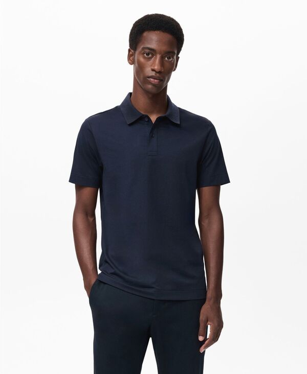 マンゴ メンズ トップス ポロシャツ MANGO Mens SlimFit Thermolite Polo Shirt Navy ネイビー