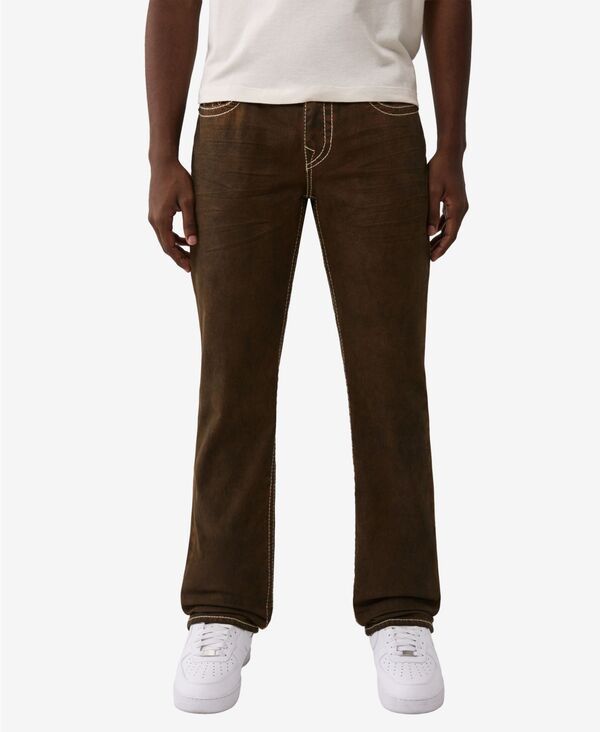 トゥルーレリジョン メンズ ボトムス デニムパンツ ジーンズ True Religion Mens Big T Stitch Detail Straight Fit Jeans Brown Wash