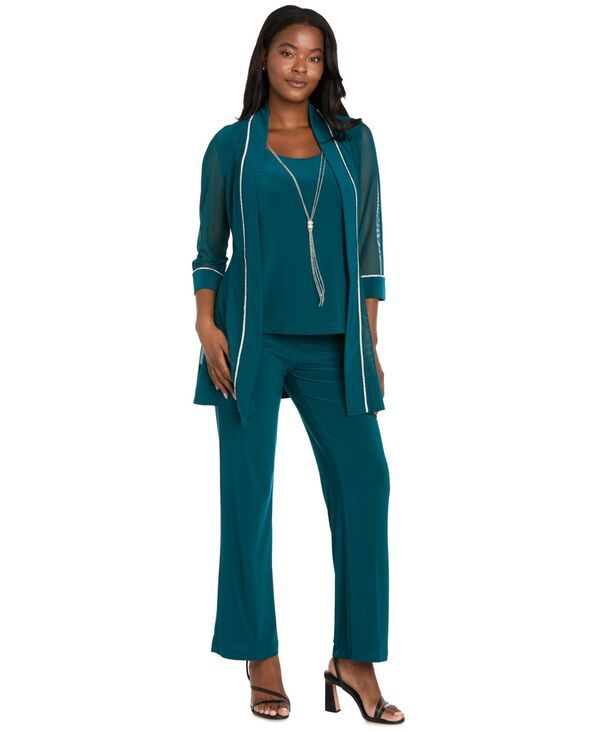 アールアンドエムリチャーズ レディース トップス シャツ パンツ R M Richards Womens LayeredLook Top Pants Emerald エメラルド