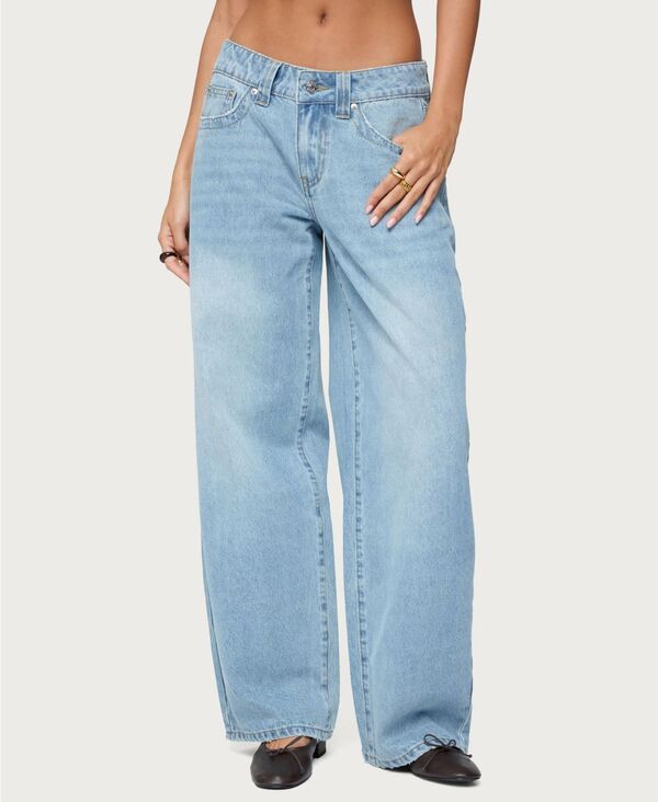 アディクテッド レディース ボトムス デニムパンツ ローライズ ジーンズ Edikted Womens Rivka Low Rise Baggy Jeans Lightblue ブルー