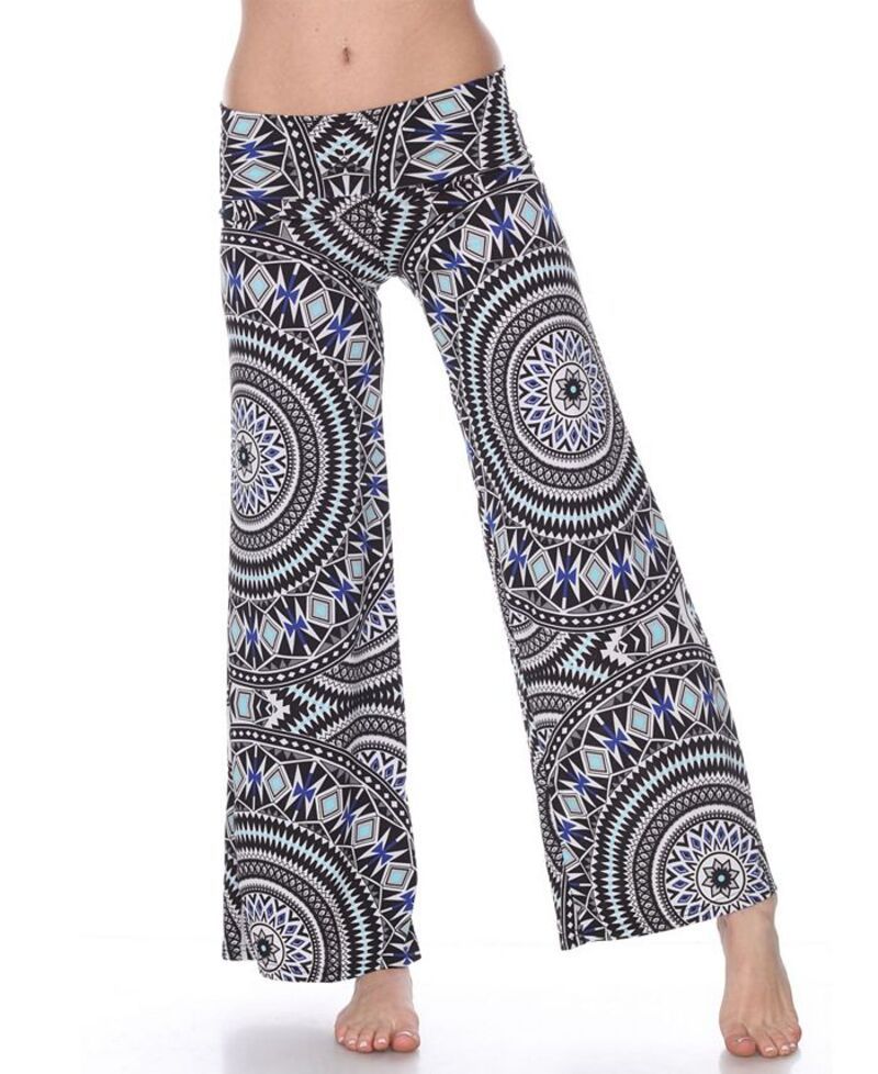 ホワイトマーク レディース ボトムス カジュアルパンツ プリント パンツ White Mark Geometric Print Palazzo Pants Blue ブルー