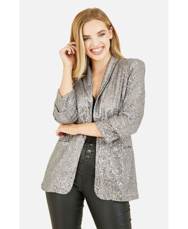 ユミキム レディース アウター ジャケット・ブルゾン スパンコール ブレザー Yumi Womensequin Blazer With Pocketsilver シルバー