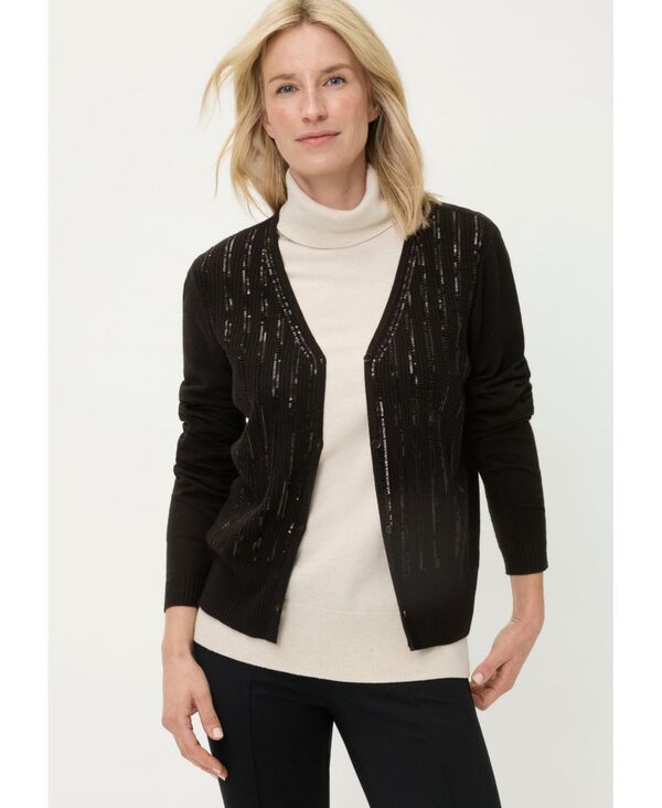 オルセン レディース アウター ニット・セーター リブニット スパンコール カーディガン Olsen Womens Rib Knit Cardigan with Sequin Detail Sweat