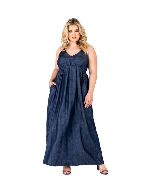 スタンダーズ アンド プラクティス レディース トップス ワンピース プラスサイズ デニム マキシ ホルター Standards Practices Plusize Tencel Denim Halt