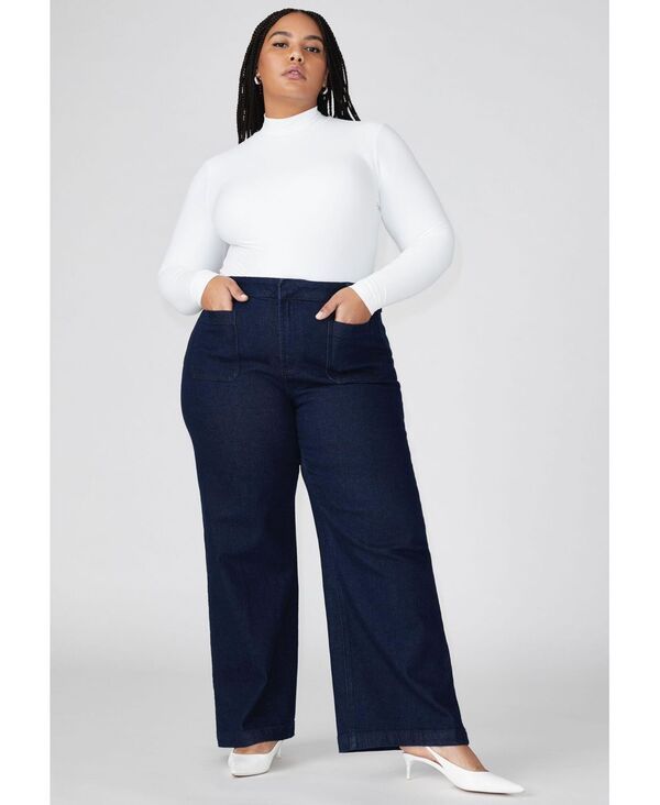 エロクイ レディース ボトムス デニムパンツ プラスサイズ プチ ELOQUII Womens Plusize Petite The Trouser Jean True dark rinse deni 15,961円