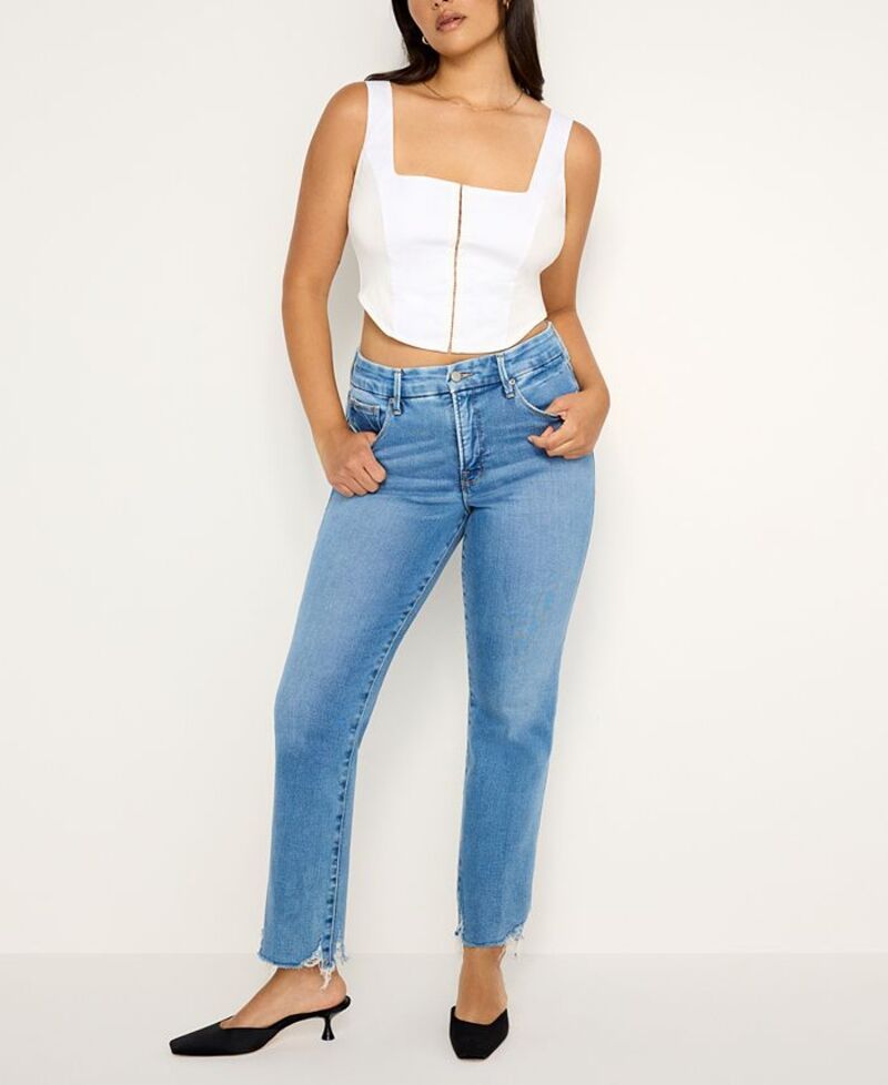 グッドアメリカン レディース ボトムス デニムパンツ ジーンズ Good American Womens HighRise StraightLeg Jeans Indigo インディゴ