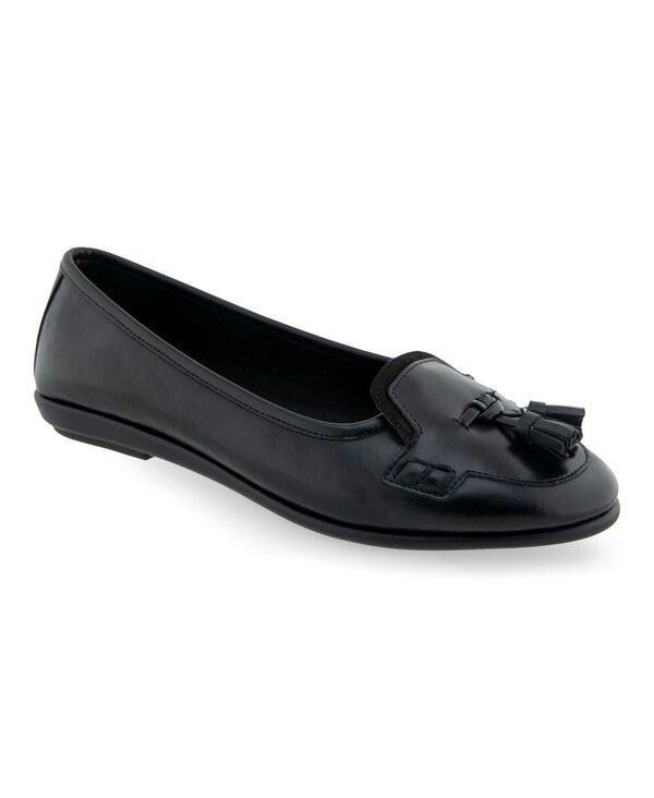 エアロソールズ レディース シューズ パンプス Aerosoles Womens Brooks Tassel Ballet Flats Black Burnished Faux Leather Pol