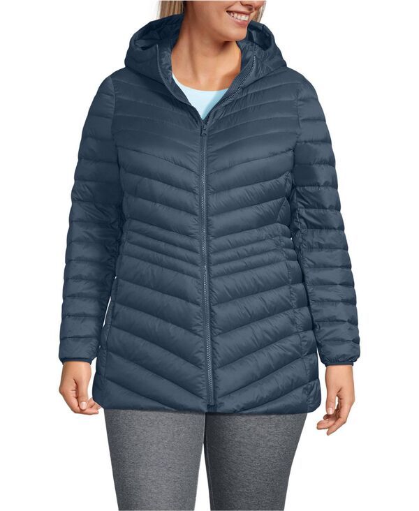 ランズエンド レディース アウター ジャケット・ブルゾン プラスサイズ ダウン Lands End Plusize Wanderweight Packable Down Hooded Long Jac
