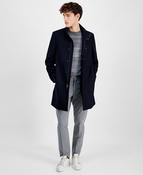 カルバンクライン メンズ アウター ジャケット・ブルゾン ウール コート Calvin Klein Mens Mayden SlimFit Wool Blend Overcoat Dark Navy