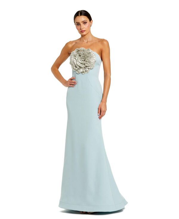 マックダガル レディース トップス ワンピース クレープ ストラップレス Mac Duggal Womenstrapless Crepe Trumpet Gown with 3D Rhinestone 61,490円