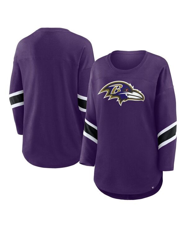 ファナティクス レディース トップス Tシャツ プラスサイズ Fanatics Womens Purple Baltimore Ravens Plusize Redzone 34Sleeve Scoo