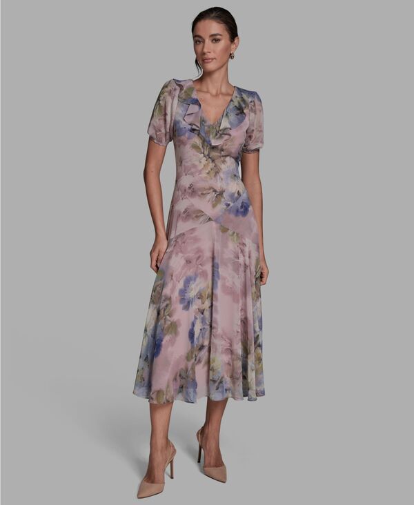 ビーシビージー レディース トップス ワンピース Vネック ミディ BCBG Womens VNeck Midi Shift Dress LilacSaphire Blue Multi ブルー