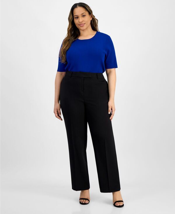 タハリエーエスエル レディース ボトムス カジュアルパンツ プラスサイズ Tahari ASL Plusize Bird Eye Pants Black ブラック