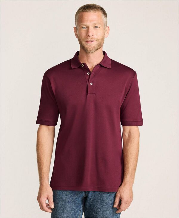 ランズエンド メンズ トップス ポロシャツ コットン Lands End Menshort Sleeve Cotton Supima Polo Shirt Rich burgundy バーガンディ